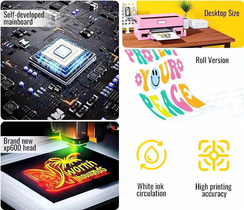 DTF Creative Printer with Cutter & Oven for Dark/Light T-Shirts, Hoodie,Pillow,Different Fabrics