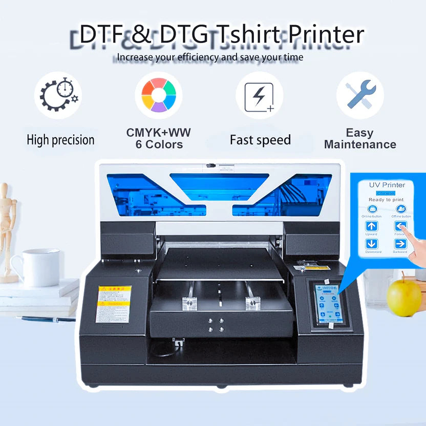 L1800 DTG printer T-shirt machine, 2880 x1440dpi, with vacuum platform and bottle holder, suitable for T-shirt printing, glass, acrylic leather stickers