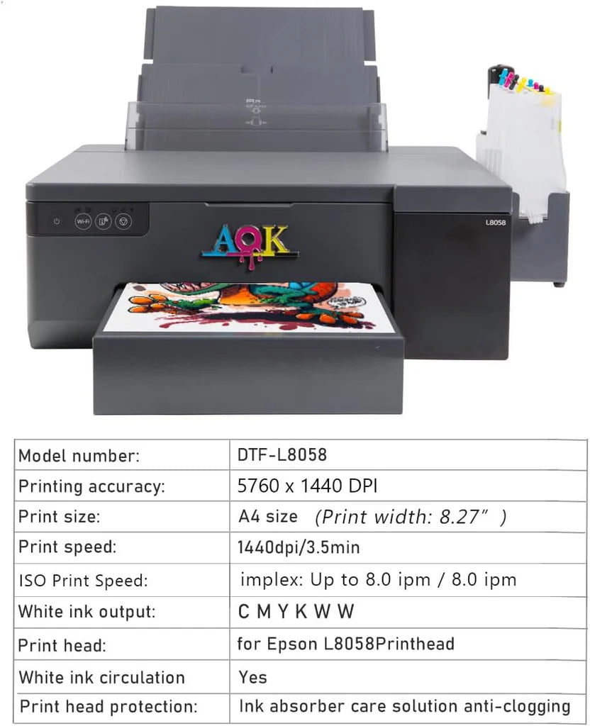 A4 size DTF printer  with xp 500 printhead and timed white ink agitation system