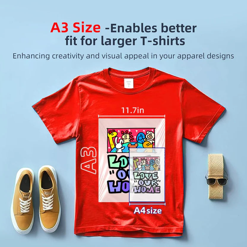 DTF L1800 printer has a built-in white ink circulation system, suitable for dark/light T-shirts, hoodies, pillows and other different fabrics