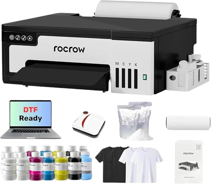 XP600 DTF printer, equipped with a powder shaker and dryer, is suitable for DIY T-shirt printing, white ink mixing, and automatic cleaning