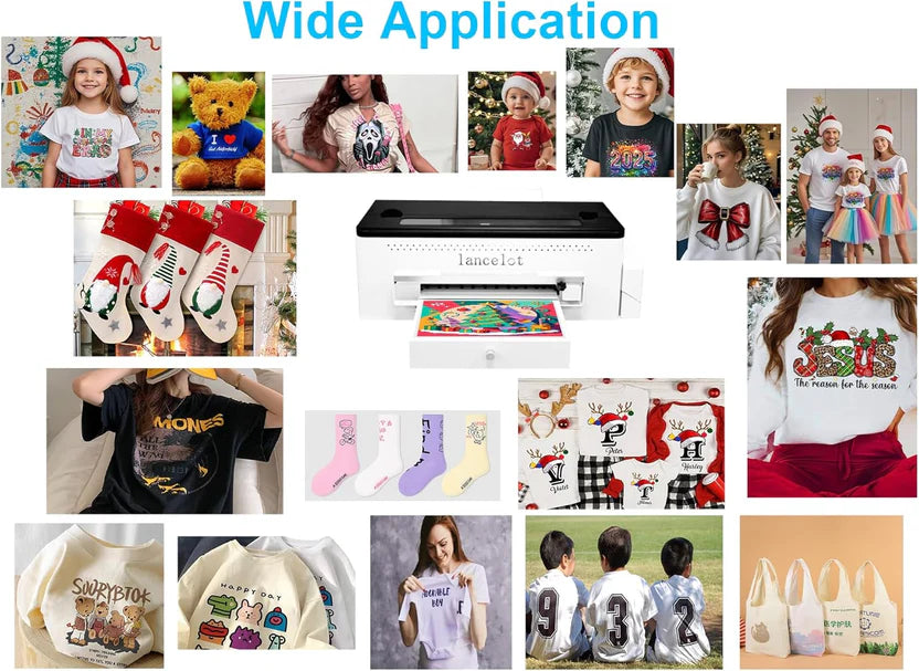 DTF printer with roll feeder, white ink circulation and easy operation, DTF printer package suitable for dark and light garments