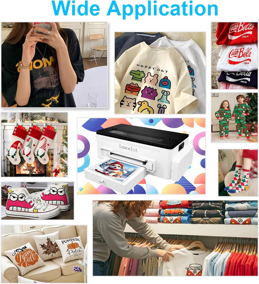 DTF printer with roll feeder, white ink circulation and easy operation, DTF printer package suitable for dark and light garments